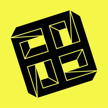 İmkânsız optik illüzyon şekilleri. Escher paradoksu. Optik sanat objesi. İmkansız bir rakam. Geometri. 