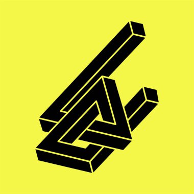 Optik yanılsama. İmkansız bir şekil. Optik sanat objesi. Geometrik şekiller. 