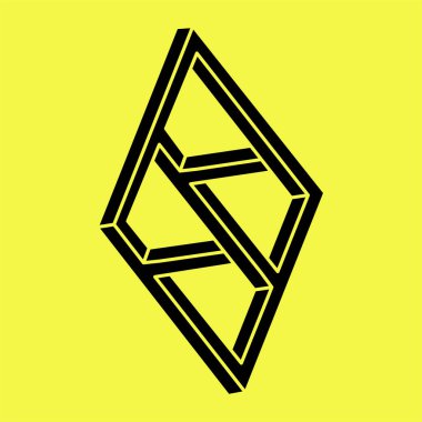 Escher paradoksu geometrisi. Optik illüzyon objesi. Kutsal geometrik figür. Optik sanat. İmkansız şekil. 