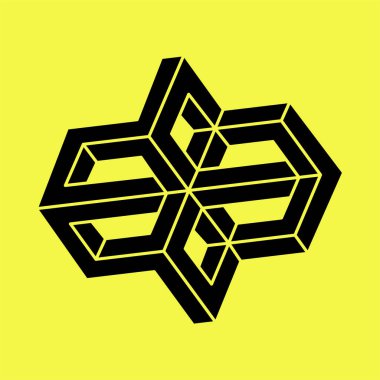 İmkânsız optik illüzyon şekli. Optik sanat objesi. İmkansız rakamlar. Escher tarzı. Kutsal geometri. 