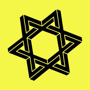 İmkansız bir şekil. Escher tarzı. Web tasarım elemanı. Optik illüzyon objesi. Satır tasarımı. 