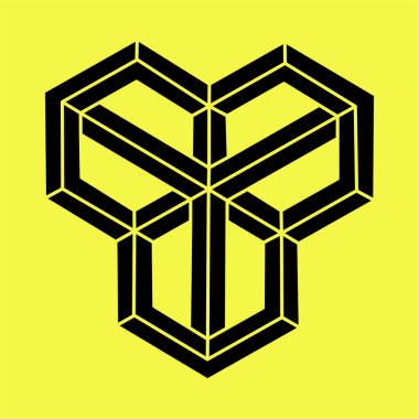 İmkansız şekiller, optik yanılsama figürü, vektör. Escher paradoksu. Optik sanat objesi. Geometri.