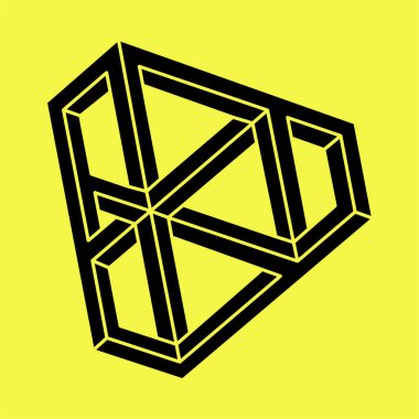 Optik illüzyon şekilleri. İmkansız bir nesne. 3 boyutlu illüstrasyon. Geometrik şekiller. 