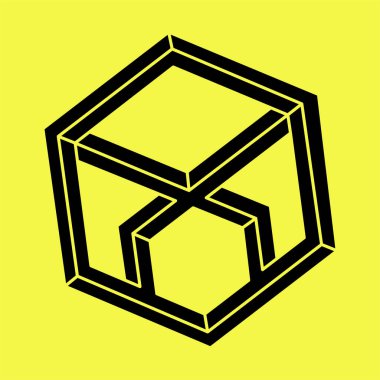 İmkânsız optik illüzyon şekilleri. Operasyon sanatı objesi. İmkansız şekiller. 