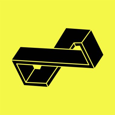 Optik illüzyon figürü. İmkansız bir nesne. Çizgi geometrik şekiller. 