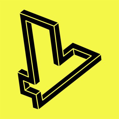 Optik illüzyon şekilleri. Optik sanat objesi. Escher paradoksu. İmkansız figür. 