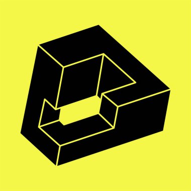 Optik yanılsama. İmkansız şekiller. Optik sanat objesi. Geometrik şekiller. Escher paradoksu. 