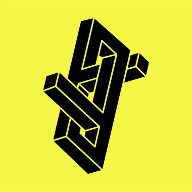 Escher paradoksu geometrisi. Optik illüzyon objesi. Kutsal geometrik figür. Optik sanat. İmkansız şekiller. 