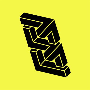 İmkânsız optik illüzyon şekilleri. Optik sanat objesi. İmkansız rakamlar. Çizgi çalışması. Geometri. 