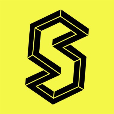 İmkansız şekiller. Kutsal geometri. Optik yanılsama. Soyut sonsuz geometrik nesne. İmkansız sonsuz özet. Optik sanat. Sarı arka planda imkansız geometri şekli.