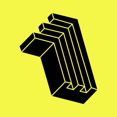 Optik illüzyon objesi. Kutsal geometri figürleri. İmkânsız şekiller logo tasarımı. Optik sanat. 