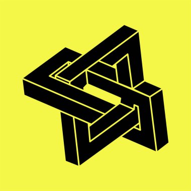 İmkansız bir nesne. Optik illüzyon figürü. 3 boyutlu illüstrasyon. Geometrik şekiller. 