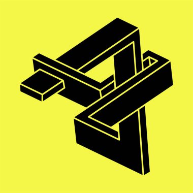 İmkânsız optik illüzyon şekilleri. Optik sanat objesi. İmkansız bir rakam. Kutsal geometri.