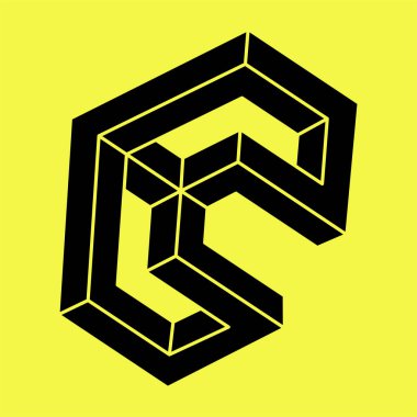 Optik illüzyon figürü. İmkansız bir nesne. Çizgi geometrik şekiller. 