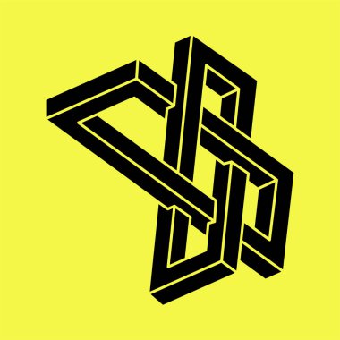 Optik illüzyon şekilleri. Geometri. İmkansız bir nesne. Optik sanat figürü. Satır sanatı. 