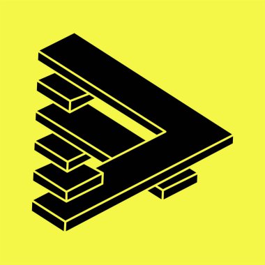 Optik yanılsama. İmkansız bir şekil. Optik sanat objesi. Geometrik şekiller. 