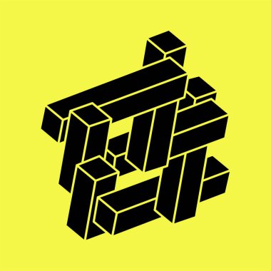 Optik illüzyon figürü. İllüzyon şekilleri. Üç boyutlu geometri. Kutsal geometri. 