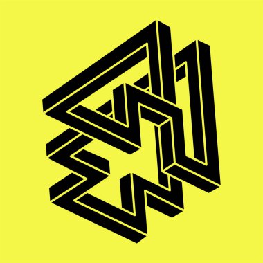 İmkânsız optik illüzyon şekilleri. Optik sanat objesi. İmkansız bir rakam. Geometri. Escher tarzı. 