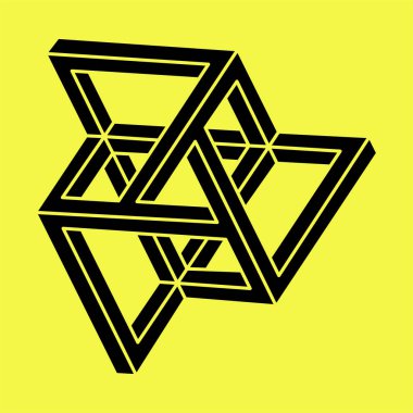 İmkânsız optik illüzyon şekilleri. Geometri. Optik sanat objesi. İmkansız şekiller. 