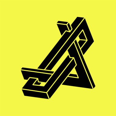 İmkansız bir nesne. Optik illüzyon şekilleri. 3 boyutlu illüstrasyon. Geometrik şekiller. Escher paradoksu. 