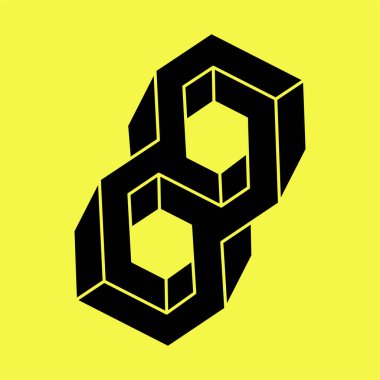 İmkansız bir nesne. Optik illüzyon şekilleri. 3 boyutlu illüstrasyon. Geometrik şekil. 