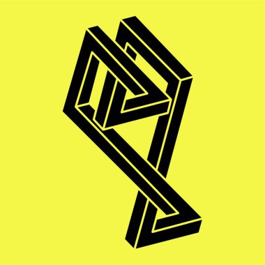 İmkânsız şekiller logo tasarımı, optik illüzyon objesi. Optik sanat. Kutsal geometri figürleri. 