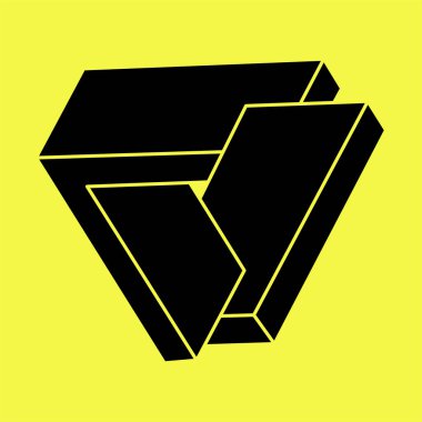 Escher paradoksu geometrisi. Optik illüzyon objesi. Kutsal geometrik figür. Optik sanat. İmkansız şekiller. 