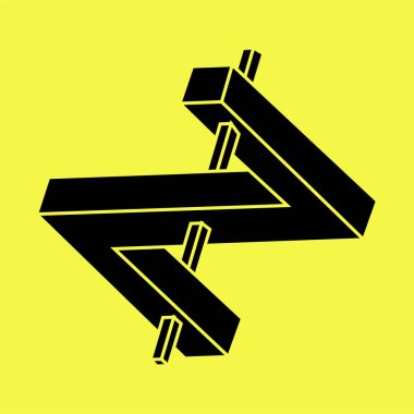 İmkânsız optik illüzyon şekilleri. Optik sanat objesi. İmkansız rakamlar. Gerçekdışı geometrik nesne. 