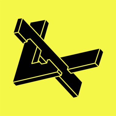 İmkansız şekiller, optik yanılsama, vektör. Optik sanat objeleri. Geometrik şekil. 