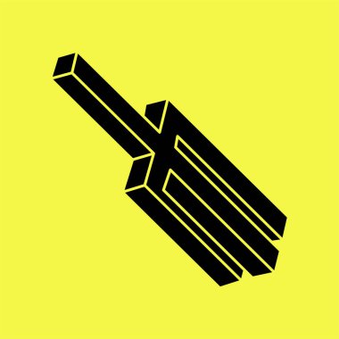 İmkansız şekiller. Kutsal geometri figürü. Optik yanılsama. Soyut sonsuz geometrik nesne. İmkansız sonsuz özet. Optik sanat. Sarı arka planda imkansız geometri şekli.