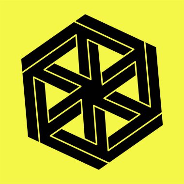 Geometri. İmkânsız optik illüzyon şekilleri. Optik sanat objesi. İmkansız figür. 