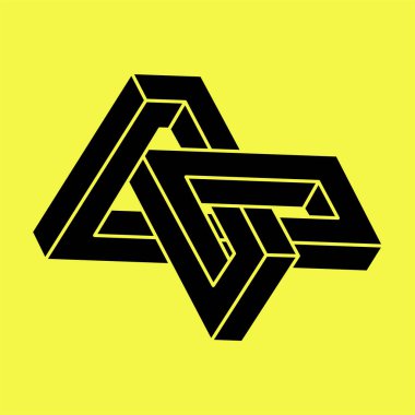 İmkânsız optik illüzyon şekilleri. Geometri. Optik sanat objesi. İmkansız şekiller. 