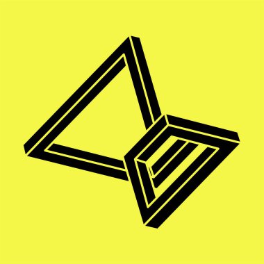 İmkansız şekil, optik illüzyon, vektör. Geometrik şekiller. Optik sanat nesnesi. 