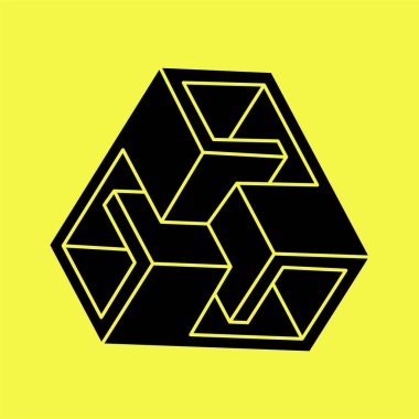 Optik illüzyon figürü. Geometri. İmkansız nesneler. Optik sanat şekilleri. 3d illüstrasyon. 