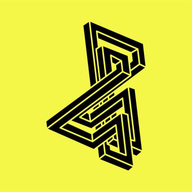 İmkânsız optik illüzyon şekilleri. Optik sanat objesi. Kutsal geometri. İmkansız figür. 