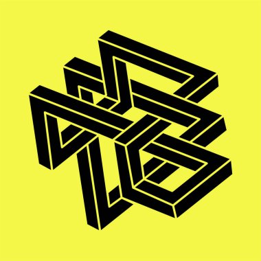 İmkânsız optik illüzyon şekilleri. Kutsal geometri. Optik sanat objesi. İmkansız şekiller. 