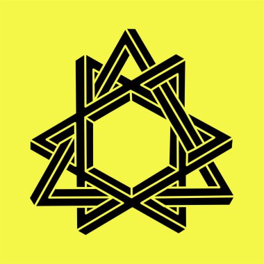 Optik illüzyon şekilleri. İmkansız bir nesne. 3 boyutlu illüstrasyon. Geometrik şekil. Optik sanat. 