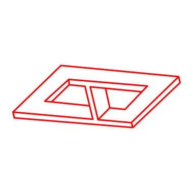 Logo. İmkansız şekiller. Kutsal geometri. Optik illüzyon figürü. Soyut sonsuz geometrik nesneler. Optik sanat. Beyaz arka planda imkansız geometri şekli. Satır sanatı.