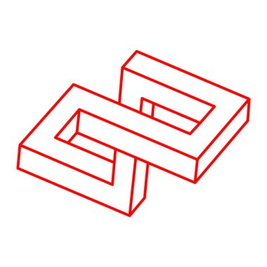 Logo. İmkansız şekil, optik illüzyon, vektör. Optik sanat objesi. Geometrik şekil. Satır sanatı. 