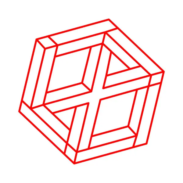 Logo. İmkansız şekiller. Kutsal geometri. Optik illüzyon figürü. Soyut sonsuz geometrik nesne. İmkansız sonsuz özet. Beyaz arka planda imkansız geometri nesnesi. Optik sanat.