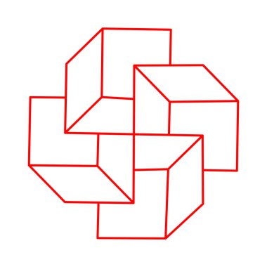 İmkansız şekiller. Kutsal geometri figürü. Optik yanılsama. Soyut sonsuz geometrik nesneler. İmkansız sonsuz özet. Çizgi çalışması. Optik sanat. Beyaz arkaplanda imkansız geometri şekli.