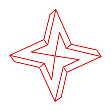 İmkansız bir nesne. Optik illüzyon şekilleri. 3 boyutlu illüstrasyon. Geometrik şekiller. Escher paradoksu. 