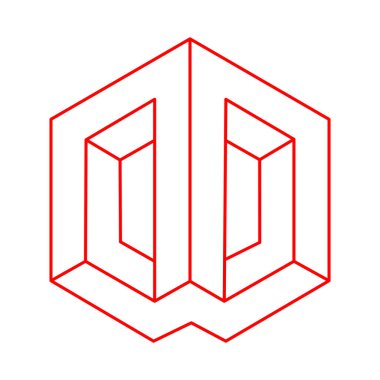 Optik yanılsama. İmkansız vektörü şekillendirir. Optik sanat objesi. Geometrik şekiller. Escher paradoksu. 