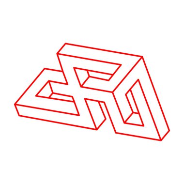 İmkânsız optik illüzyon şekilleri. Logo. Optik sanat. İmkansız bir rakam. Gerçekdışı geometrik nesne. Satır sanatı. 