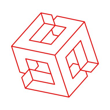 Optik illüzyon şekilleri. Optik sanat objesi. İmkansız bir rakam. Escher tarzı. Kutsal geometri. 