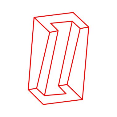 İmkansız şekil, optik illüzyon, vektör. Logo. Optik sanat objesi. Geometrik şekil. Çizgi çalışması. Escher tarzı. 