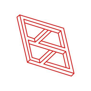 Optik yanılsama şekli, gerçek dışı geometrik nesne vektörü. Logo. İmkansız bir rakam. Kutsal geometri. Satır sanatı. 