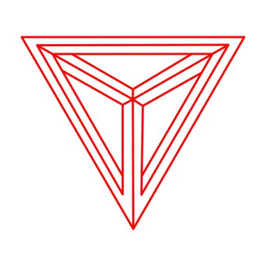 İmkansız şekiller. Logo. Optik yanılsama. Soyut sonsuz geometrik nesne. Çizgi çalışması. İmkansız sonsuz özet. Beyaz arka planda imkansız geometri sembolü. Optik sanat. Escher paradoksu.