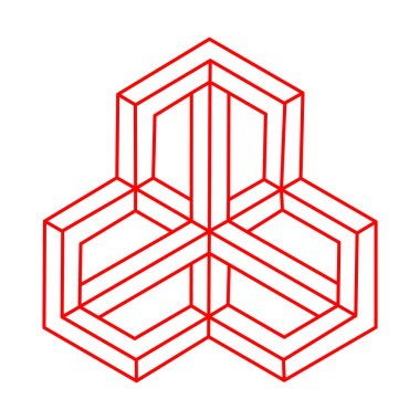 Optik illüzyon şekilleri. Logo. Optik sanat objesi. İmkansız rakamlar. Escher tarzı. Geometri. Satır sanatı. 