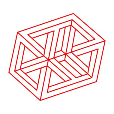 İmkansız şekiller. Logo. Kutsal geometri. Optik yanılsama. Soyut sonsuz geometrik nesne. İmkansız sonsuz özet. Çizgi çalışması. Optik sanat. Beyaz arkaplanda imkansız geometri şekli.